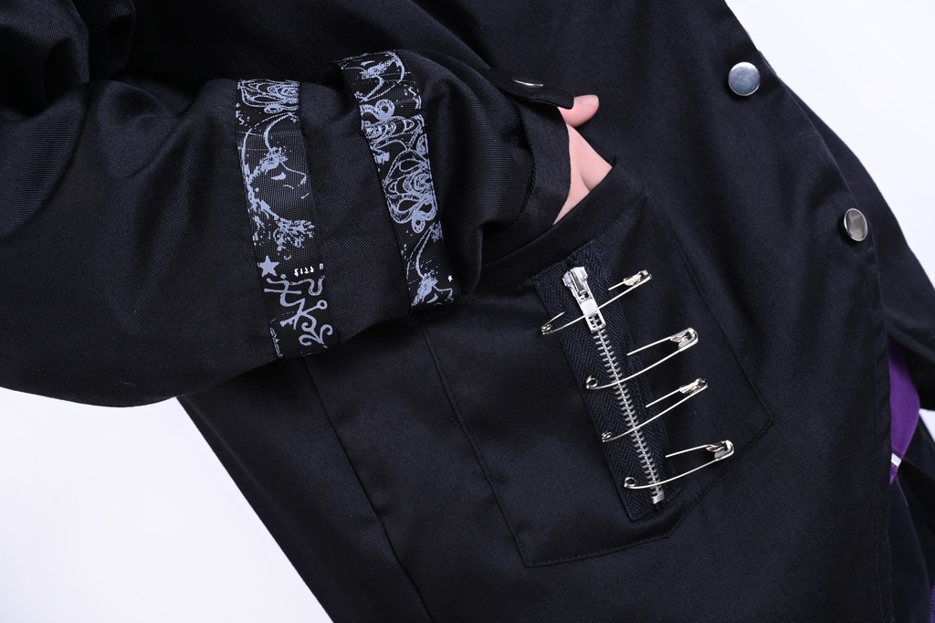 Jillpunk ヴィジュアル系 パンク ダーク系 星座シリーズ 星月瓶 水瓶座 重ね着風 鎖チェーン クロスチャーム付き ゆったり 長袖 パーカー フード付きジャケット メンズ レディー V系 オリジナル おしゃれ 男女兼用ファッション