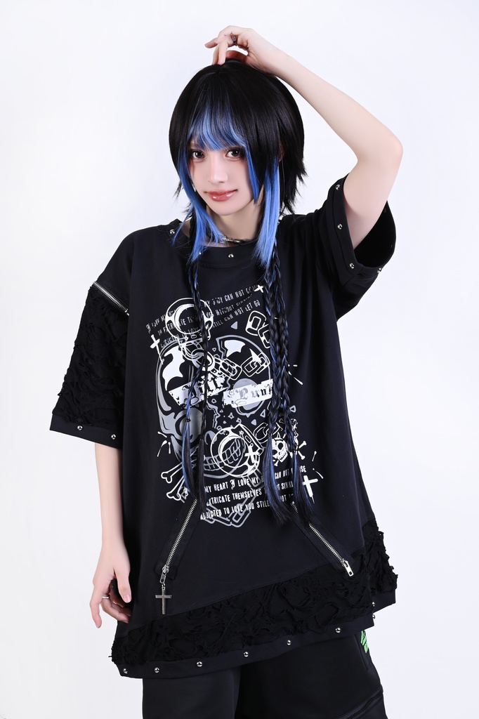 ボディライン アシンメトリー Tシャツ ドクロ バンギャ ロック