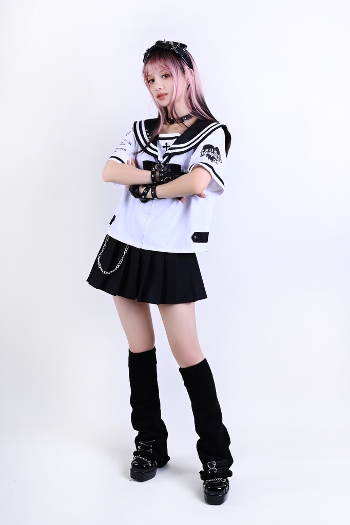 Jillpunk オタク界隈 和洋折衷 和洋風 七つの大罪 漢字魔法陣柄 蝶ネクタイ鎖チェーン付き 改良制服 セーラー服ジャケット 男女兼用 オリジナル メンズ レディー アニメ風 カッコいい おしゃれ 男女兼用ファッション