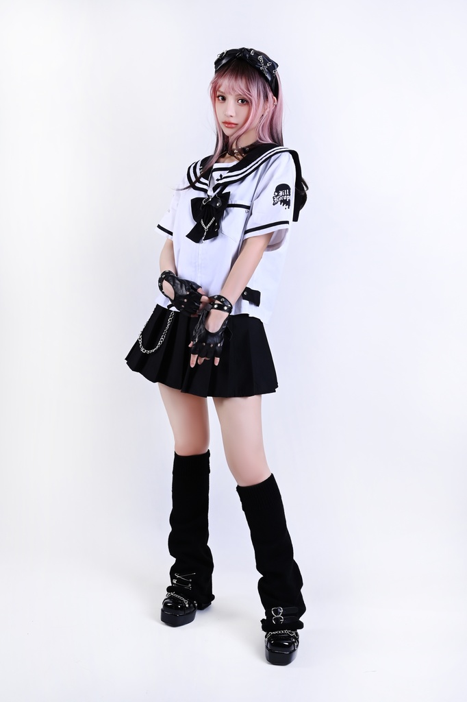 Jillpunk オタク界隈 和洋折衷 和洋風 七つの大罪 漢字魔法陣柄 蝶ネクタイ鎖チェーン付き 改良制服 セーラー服ジャケット 男女兼用 オリジナル メンズ レディー アニメ風 カッコいい おしゃれ 男女兼用ファッション