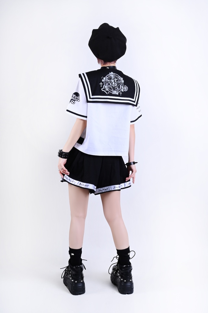 Jillpunk オタク界隈 和洋折衷 和洋風 七つの大罪 漢字魔法陣柄 蝶ネクタイ鎖チェーン付き 改良制服 セーラー服ジャケット 男女兼用 オリジナル メンズ レディー アニメ風 カッコいい おしゃれ 男女兼用ファッション