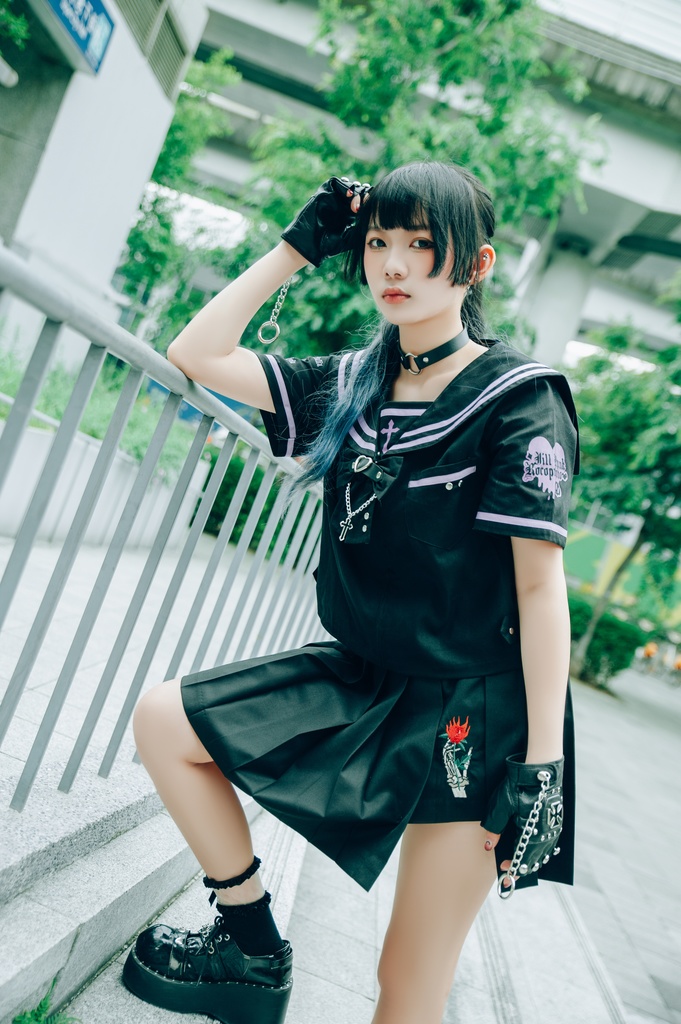 Jillpunk オタク界隈 和洋折衷 和洋風 七つの大罪 漢字魔法陣柄 蝶ネクタイ鎖チェーン付き 改良制服 セーラー服ジャケット 男女兼用 オリジナル メンズ レディー アニメ風 カッコいい おしゃれ 男女兼用ファッション