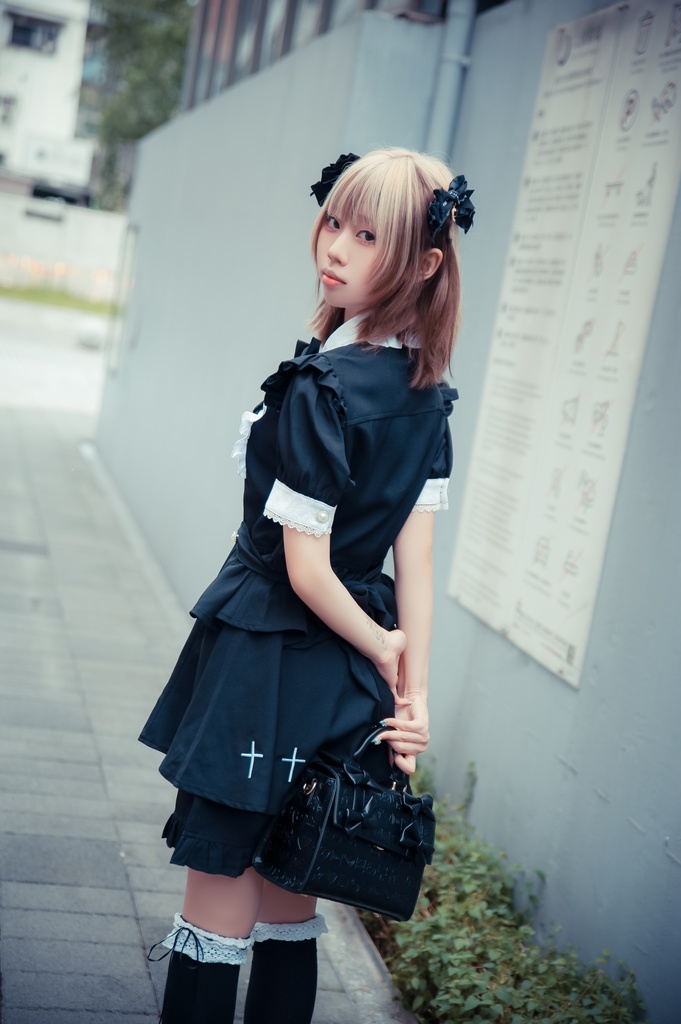 Jillpunk 量産型 天使界隈 共鳴大聖堂 ゴシックロリータ 十字刺繍 蝶ネクタイ ベルト付き バブルスリーブ 半袖ワンピース シャツドレス フリルショーパン 2点セット 姫系 可愛い おしゃれ ファッション萌え 秋葉原