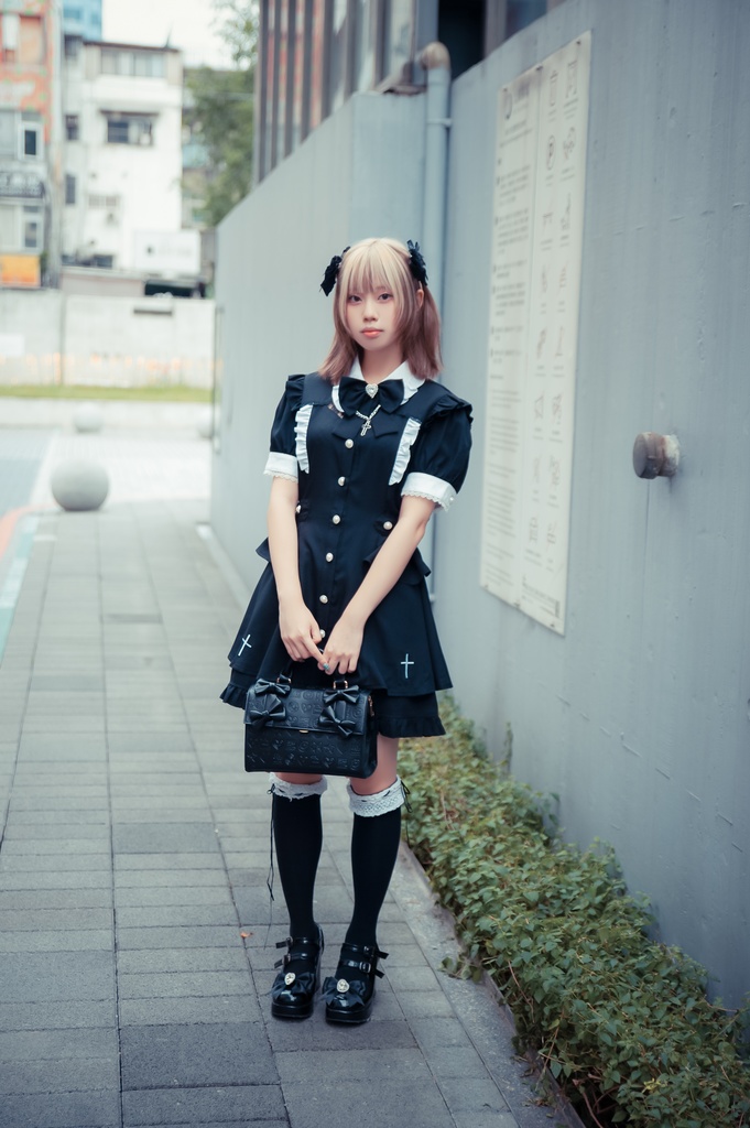 Jillpunk 量産型 天使界隈 共鳴大聖堂 ゴシックロリータ 十字刺繍 蝶ネクタイ ベルト付き バブルスリーブ 半袖ワンピース シャツドレス フリルショーパン 2点セット 姫系 可愛い おしゃれ ファッション萌え 秋葉原