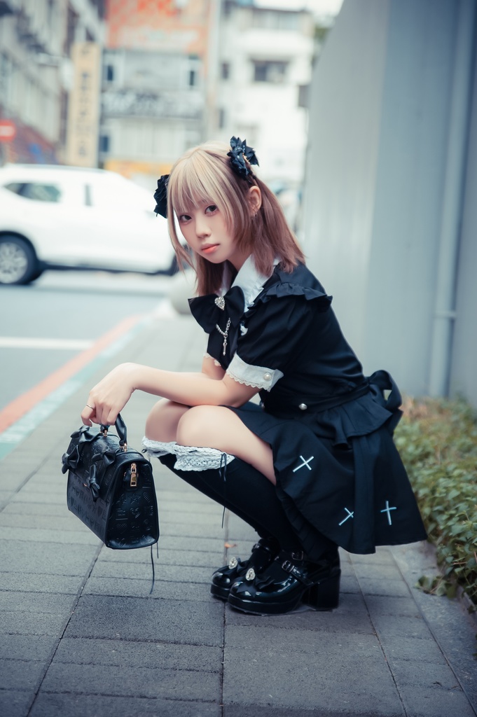 Jillpunk 量産型 天使界隈 共鳴大聖堂 ゴシックロリータ 十字刺繍 蝶ネクタイ ベルト付き バブルスリーブ 半袖ワンピース シャツドレス フリルショーパン 2点セット 姫系 可愛い おしゃれ ファッション萌え 秋葉原