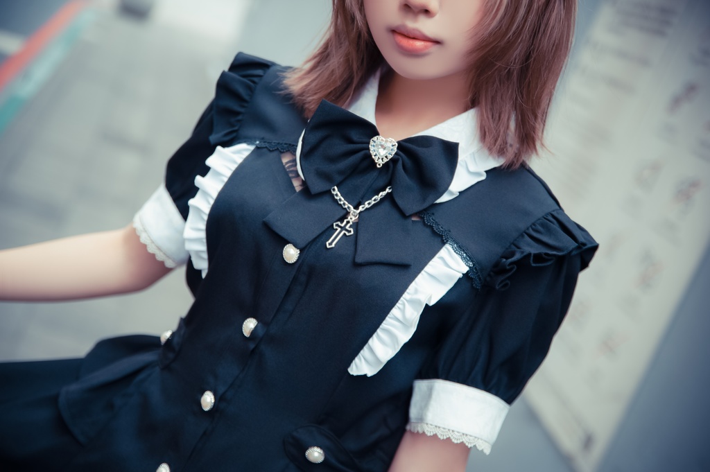 Jillpunk 量産型 天使界隈 共鳴大聖堂 ゴシックロリータ 十字刺繍 蝶ネクタイ ベルト付き バブルスリーブ 半袖ワンピース シャツドレス フリルショーパン 2点セット 姫系 可愛い おしゃれ ファッション萌え 秋葉原