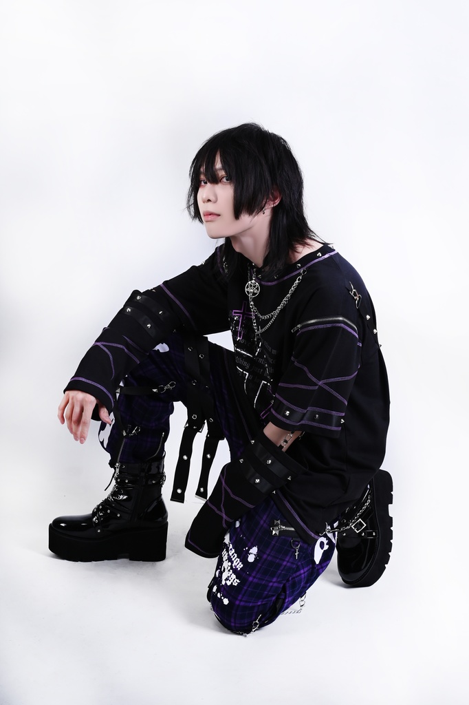 Jillpunk パンク ロック エモい ヘヴィメタル 人形使い ハーネス 十字架ネックレス 飾り縫い アームカバー付き ゆったり 半袖 Tシャツ・カットソー オリジナル おしゃれ 男女兼用 ファッション メンズ レディース