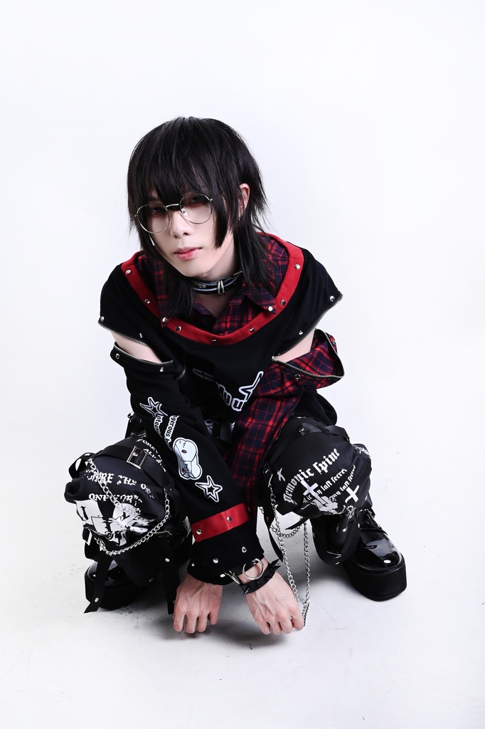 Jillpunk 可愛いパンク エモい イングランド風 怪奇箱熊さん タータンチェック柄 シャツ襟 取り外し可能な袖 重ね着Tシャツ カットソー オリジナル メンズ レディーズ おしゃれ 男女兼用 ファッション 動物 可愛い