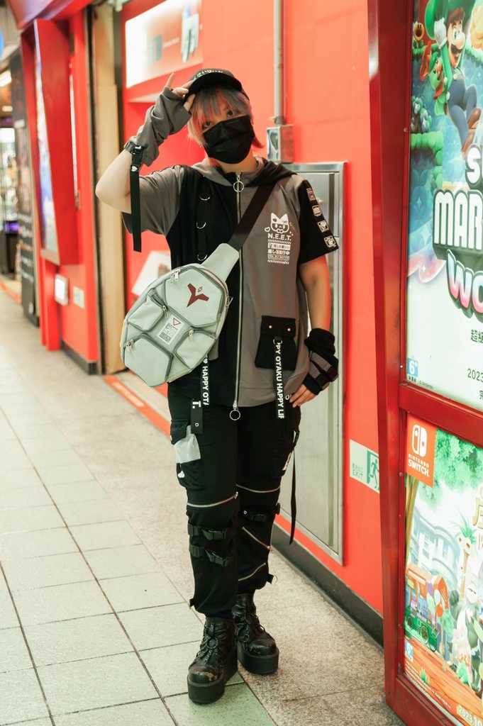 Jillpunk可愛い お宅界隈 アニメ ニ次コン 推し活ねこ NEET 自宅警備員 補色 カーゴポケット 工業風 アームカバー付き 猫耳 ゆったり半袖 パーカージャケット オリジナル メンズ レディーズ おしゃれ 男女兼用 ファッション 秋葉系