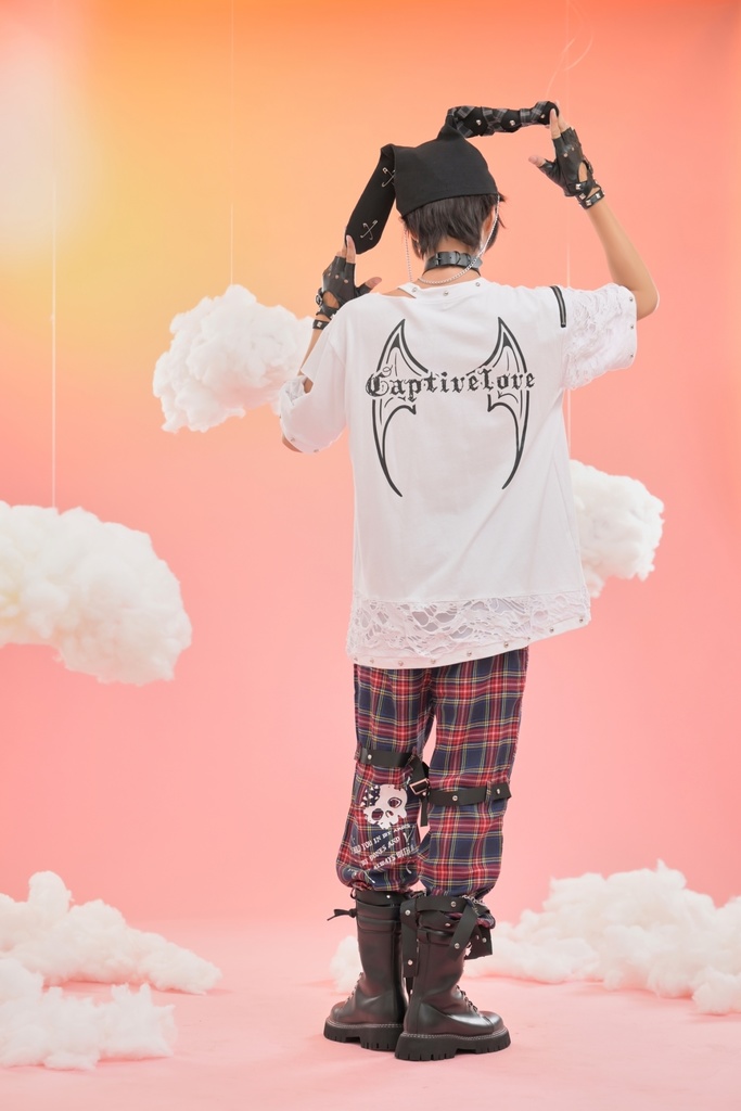 Jillpunkパンクロック 審判の日 ダーク系 ヘヴィメタル バンギャ タータンチェック ストラップ 鎖チェーン付き ボンデージ・ボンデッジパンツ ロング丈ズボン オリジナルスタイル メンズお兄系 レディーズ V系 おしゃれ男女兼用カッコいい