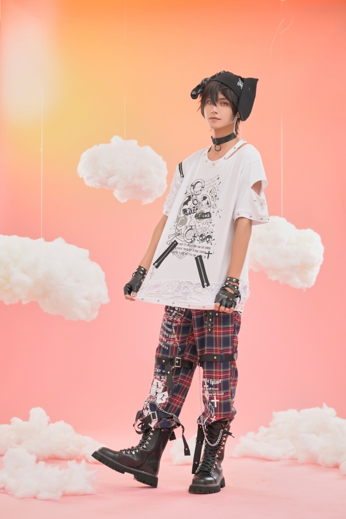 Jillpunkパンクロック 審判の日 ダーク系 ヘヴィメタル バンギャ タータンチェック ストラップ 鎖チェーン付き ボンデージ・ボンデッジパンツ ロング丈ズボン オリジナルスタイル メンズお兄系 レディーズ V系 おしゃれ男女兼用カッコいい