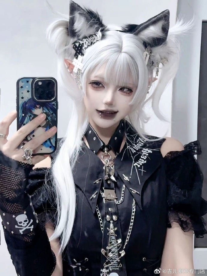 Jillpunkハロウィン 派手ゴシック クール系 ダーク風 枝つき燭台 コウモリ襟 コルセットピアス クロスチャーム 鎖チェーン付き フリルレース スリーブレス ベストドレス ワンピース ゴシックロリータ フェミニン おしゃれ ファッション オリジナル