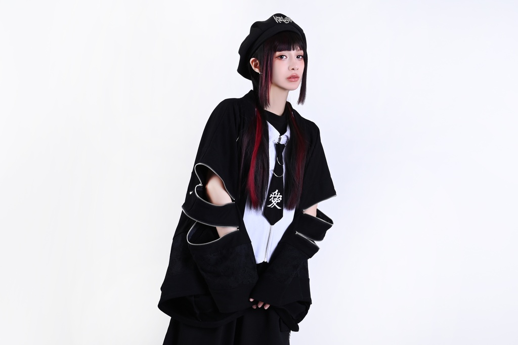 Jillpunk 和風モード 和パンク 和洋折衷 戦国武将物語 直江兼續 愛染明王 武将譚 家紋刺繡 重ね着 レース ネクタイ付き 振袖現代羽織 和装ジャケット オリジナル メンズ レディー V系 カッコいい おしゃれ 男女兼用ファッション