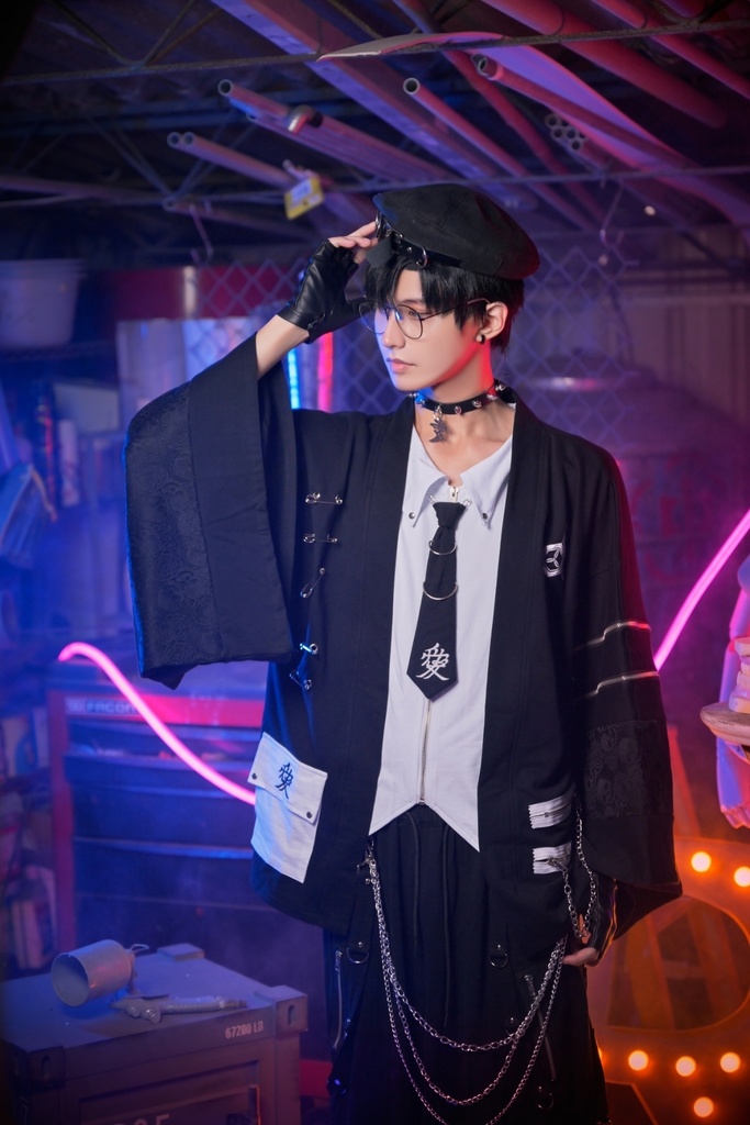 Jillpunk 和風モード 和パンク 和洋折衷 戦国武将物語 直江兼續 愛染明王 武将譚 家紋刺繡 重ね着 レース ネクタイ付き 振袖現代羽織 和装ジャケット オリジナル メンズ レディー V系 カッコいい おしゃれ 男女兼用ファッション