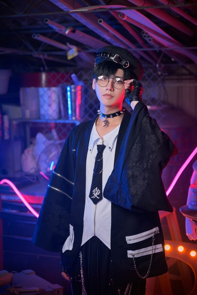 Jillpunk 和風モード 和パンク 和洋折衷 戦国武将物語 直江兼續 愛染明王 武将譚 家紋刺繡 重ね着 レース ネクタイ付き 振袖現代羽織 和装ジャケット オリジナル メンズ レディー V系 カッコいい おしゃれ 男女兼用ファッション