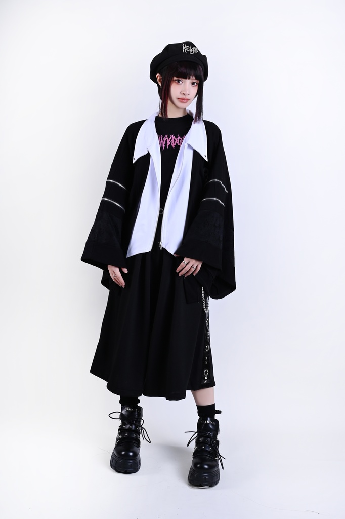 Jillpunk 和風モード 和パンク 和洋折衷 戦国武将物語 直江兼續 愛染明王 武将譚 家紋刺繡 重ね着 レース ネクタイ付き 振袖現代羽織 和装ジャケット オリジナル メンズ レディー V系 カッコいい おしゃれ 男女兼用ファッション