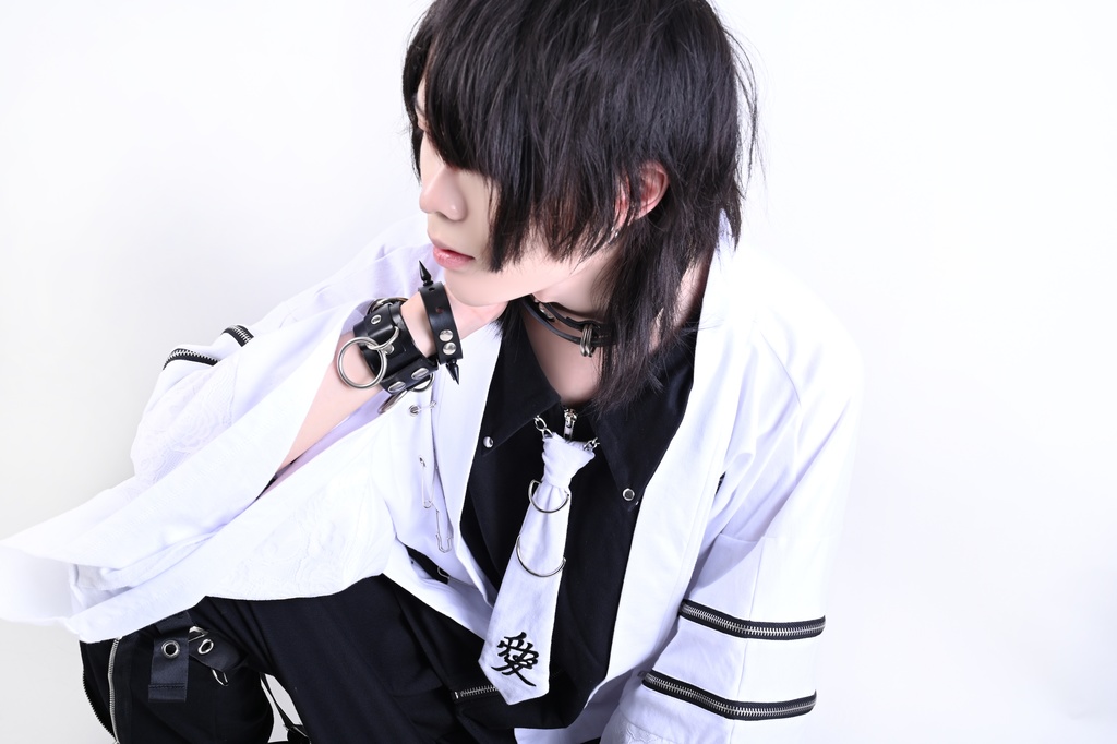 Jillpunk 和風モード 和パンク 和洋折衷 戦国武将物語 直江兼續 愛染明王 武将譚 家紋刺繡 重ね着 レース ネクタイ付き 振袖現代羽織 和装ジャケット オリジナル メンズ レディー V系 カッコいい おしゃれ 男女兼用ファッション