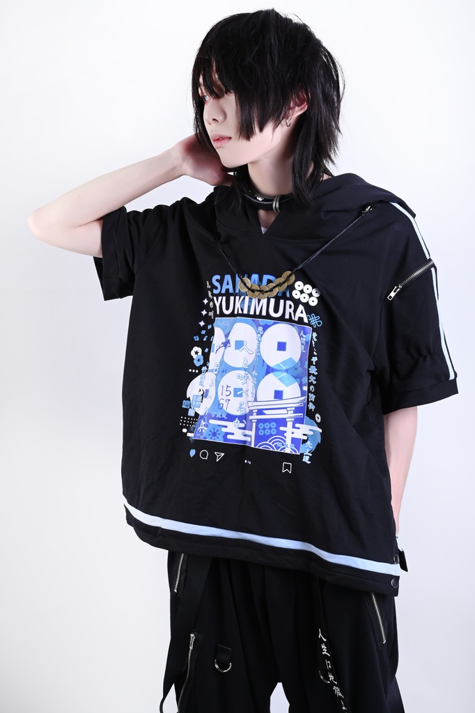 Jillpunk戦国武将物語 和洋折衷 日本一の兵 真田幸村 メタル六文銭ネクレッス付き チャイナ結び 刺繡 ヘンリーカラー 重ね着 長袖 ジャージパーカー オリジナル メンズ レディー カッコいい おしゃれ男女兼用ファッション秋葉系