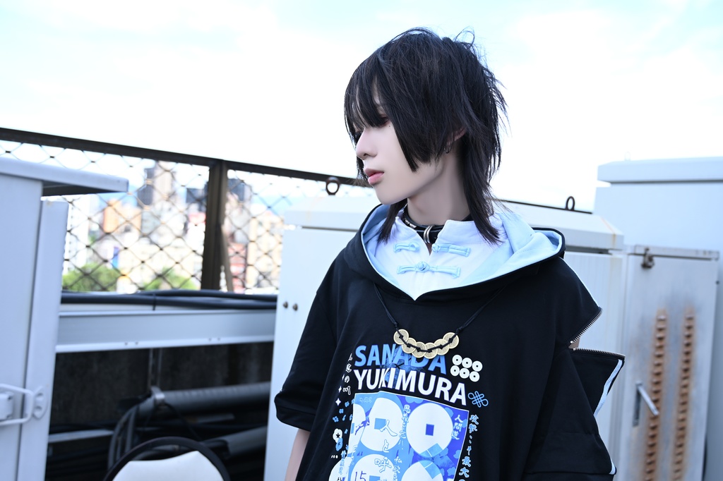 Jillpunk戦国武将物語 和洋折衷 日本一の兵 真田幸村 メタル六文銭ネクレッス付き チャイナ結び 刺繡 ヘンリーカラー 重ね着 長袖 ジャージパーカー オリジナル メンズ レディー カッコいい おしゃれ男女兼用ファッション秋葉系