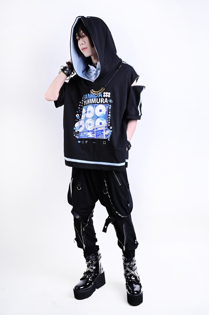 Jillpunk戦国武将物語 和洋折衷 日本一の兵 真田幸村 メタル六文銭ネクレッス付き チャイナ結び 刺繡 ヘンリーカラー 重ね着 長袖 ジャージパーカー オリジナル メンズ レディー カッコいい おしゃれ男女兼用ファッション秋葉系