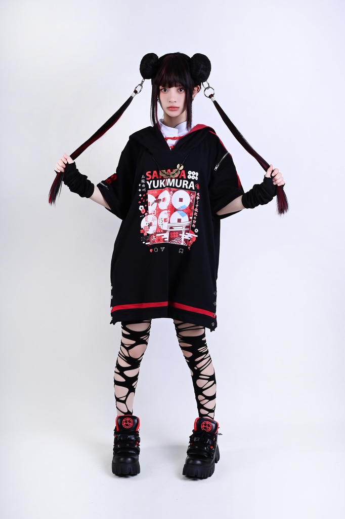 Jillpunk戦国武将物語 和洋折衷 日本一の兵 真田幸村 メタル六文銭ネクレッス付き チャイナ結び 刺繡 ヘンリーカラー 重ね着 長袖 ジャージパーカー オリジナル メンズ レディー カッコいい おしゃれ男女兼用ファッション秋葉系