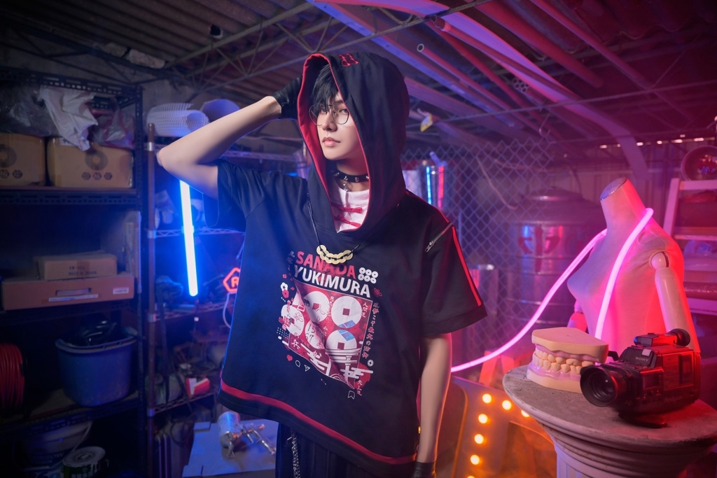 Jillpunk戦国武将物語 和洋折衷 日本一の兵 真田幸村 メタル六文銭ネクレッス付き チャイナ結び 刺繡 ヘンリーカラー 重ね着 長袖 ジャージパーカー オリジナル メンズ レディー カッコいい おしゃれ男女兼用ファッション秋葉系