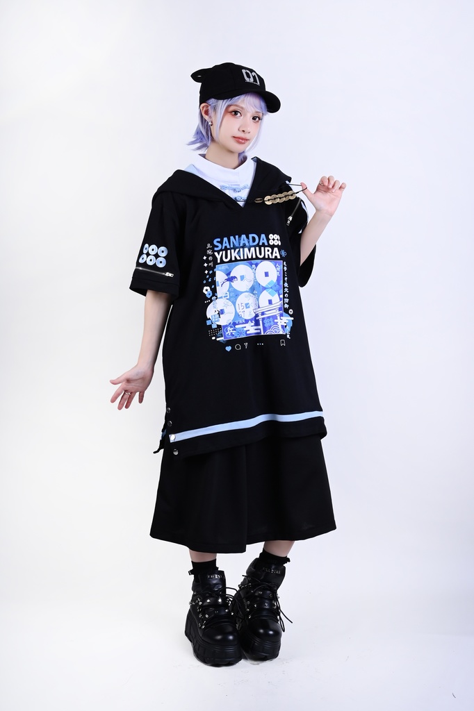 Jillpunk戦国武将物語 和洋折衷 日本一の兵 真田幸村 メタル六文銭ネクレッス付き チャイナ結び 刺繡 ヘンリーカラー 重ね着 長袖 ジャージパーカー オリジナル メンズ レディー カッコいい おしゃれ男女兼用ファッション秋葉系