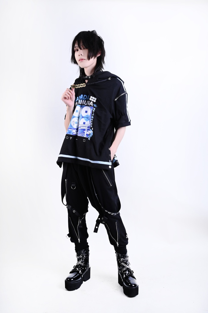 Jillpunk戦国武将物語 和洋折衷 日本一の兵 真田幸村 メタル六文銭ネクレッス付き チャイナ結び 刺繡 ヘンリーカラー 重ね着 長袖 ジャージパーカー オリジナル メンズ レディー カッコいい おしゃれ男女兼用ファッション秋葉系