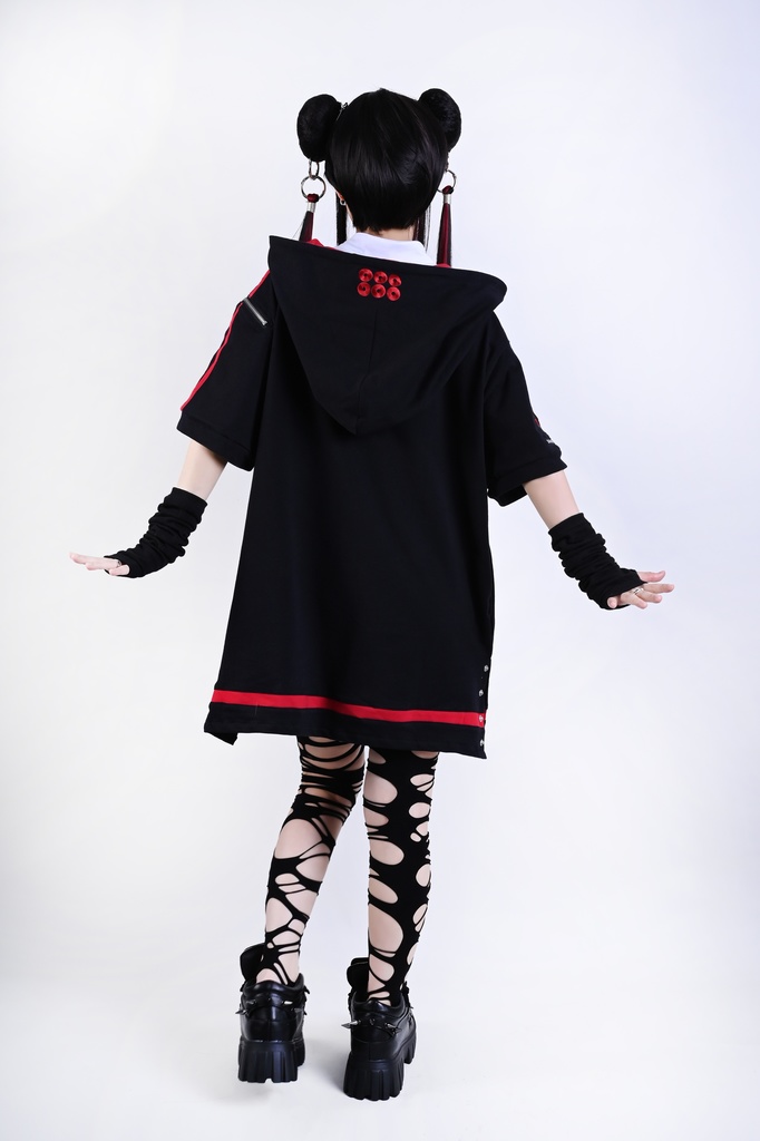 Jillpunk戦国武将物語 和洋折衷 日本一の兵 真田幸村 メタル六文銭ネクレッス付き チャイナ結び 刺繡 ヘンリーカラー 重ね着 長袖 ジャージパーカー オリジナル メンズ レディー カッコいい おしゃれ男女兼用ファッション秋葉系