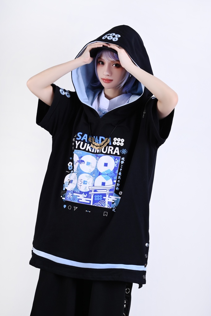 Jillpunk戦国武将物語 和洋折衷 日本一の兵 真田幸村 メタル六文銭ネクレッス付き チャイナ結び 刺繡 ヘンリーカラー 重ね着 長袖 ジャージパーカー オリジナル メンズ レディー カッコいい おしゃれ男女兼用ファッション秋葉系