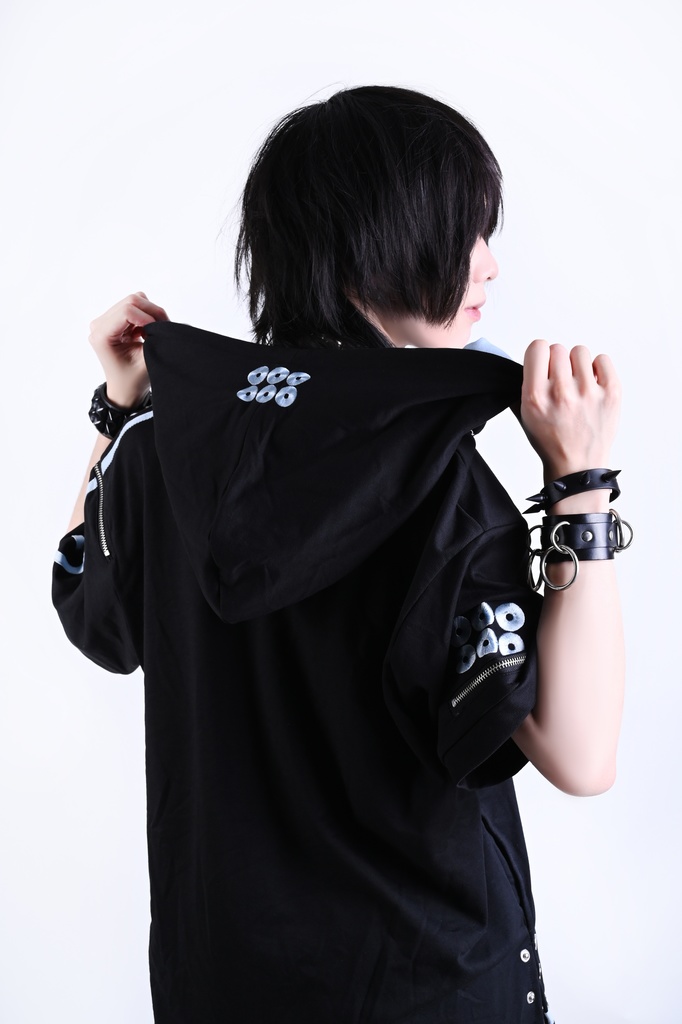 Jillpunk戦国武将物語 和洋折衷 日本一の兵 真田幸村 メタル六文銭ネクレッス付き チャイナ結び 刺繡 ヘンリーカラー 重ね着 長袖 ジャージパーカー オリジナル メンズ レディー カッコいい おしゃれ男女兼用ファッション秋葉系