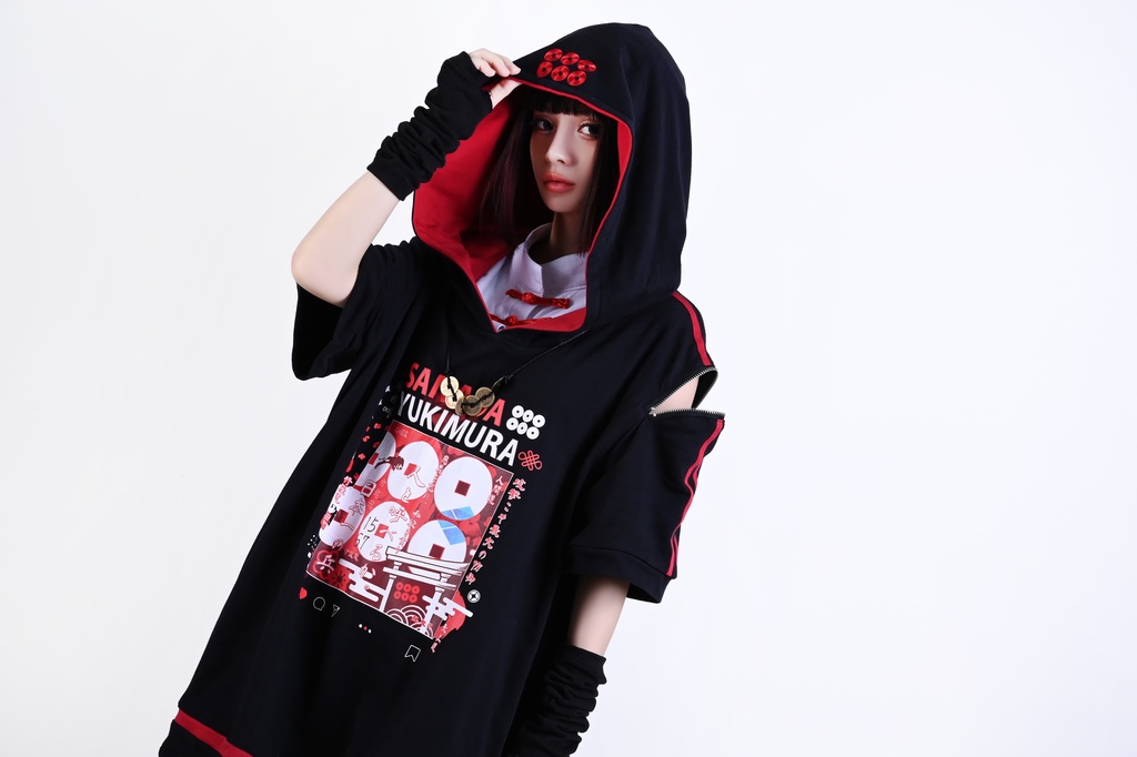 Jillpunk戦国武将物語 和洋折衷 日本一の兵 真田幸村 メタル六文銭ネクレッス付き チャイナ結び 刺繡 ヘンリーカラー 重ね着 長袖 ジャージパーカー オリジナル メンズ レディー カッコいい おしゃれ男女兼用ファッション秋葉系