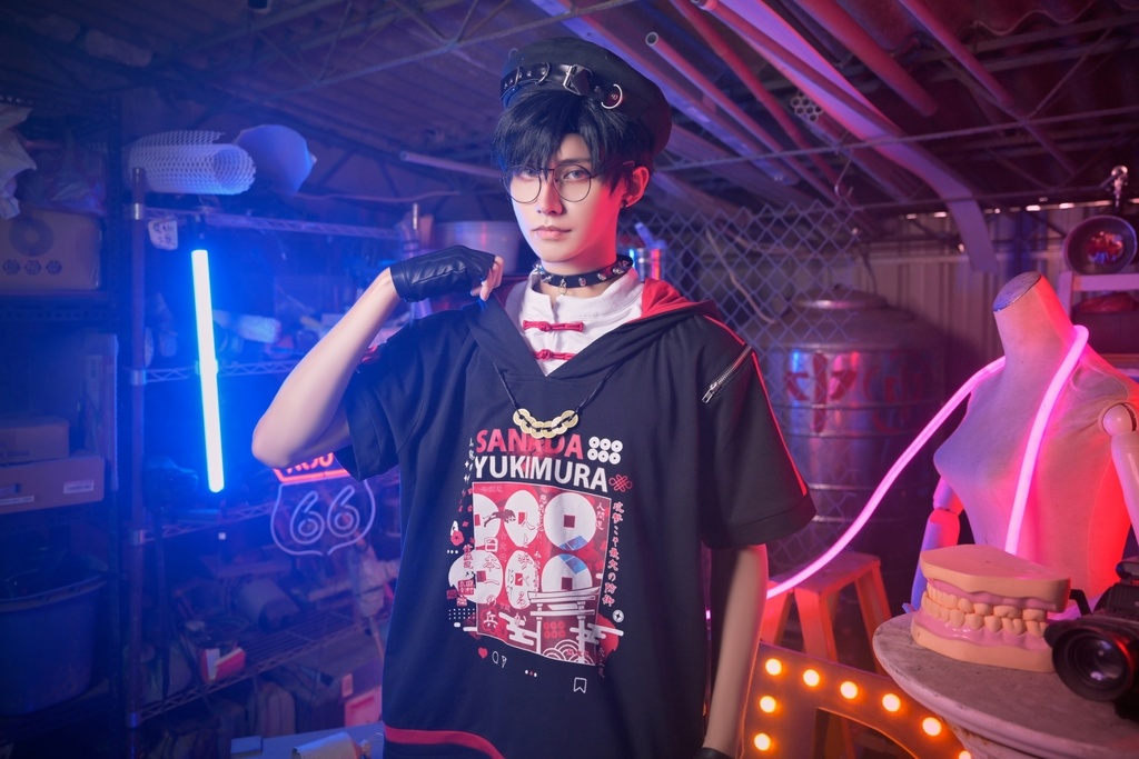 Jillpunk戦国武将物語 和洋折衷 日本一の兵 真田幸村 メタル六文銭ネクレッス付き チャイナ結び 刺繡 ヘンリーカラー 重ね着 長袖 ジャージパーカー オリジナル メンズ レディー カッコいい おしゃれ男女兼用ファッション秋葉系