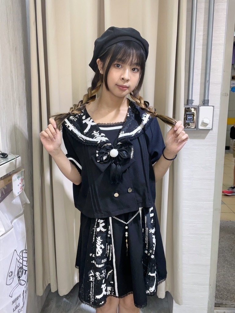 Jillpunk芥川龍之介 二次コン 文豪羅生門 人間不信 漢字柄 ダブルブレスト JKセーラー服 蝶ネクタイ付き チャイナボタン半袖 水兵制服ドレス タッセル鎖チェーン付き ワンピース レディーズ おしゃれ 原宿 秋葉原 不良JK