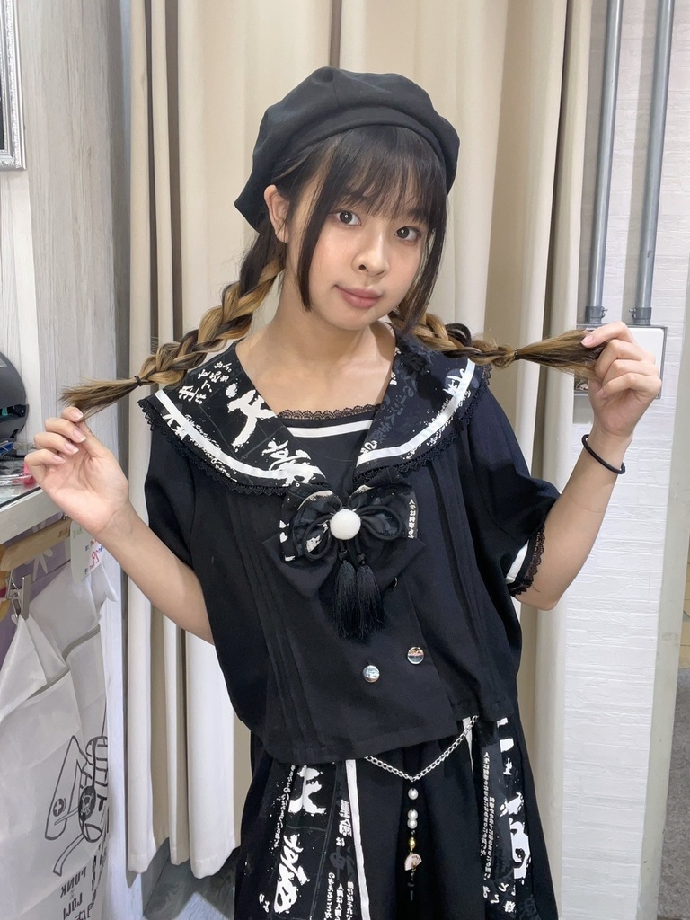 Jillpunk芥川龍之介 二次コン 文豪羅生門 人間不信 漢字柄 ダブルブレスト JKセーラー服 蝶ネクタイ付き チャイナボタン半袖 水兵制服ドレス タッセル鎖チェーン付き ワンピース レディーズ おしゃれ 原宿 秋葉原 不良JK