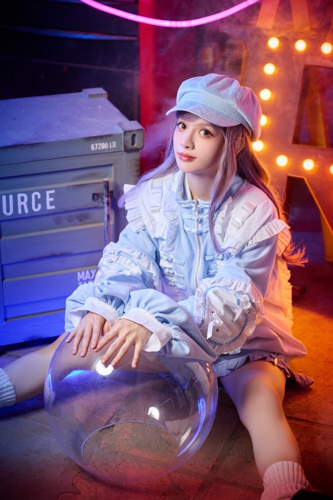 Jillpunk台湾刺青師hojia.desuneコラボ アニメ界隈 天使の処方箋 地雷系 水色系統 イラスト メンヘラ 派手カワ チャイナボタン リボン付き フリル ゆったり 長袖ジャケット 美少女 オリジナル 天使可愛い おしゃれ ファッション 原宿系