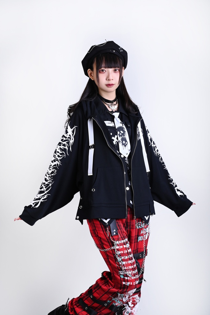 Jillpunk ゑいたコラボ サブカル 水色 堕天雄羊 天使の羊 二次コン可愛いパンク 五角星クロスチャーム ゆったり 羊耳 長袖マウンテンパーカー フード付きジャケット オリジナル カッコいい おしゃれ男女兼用