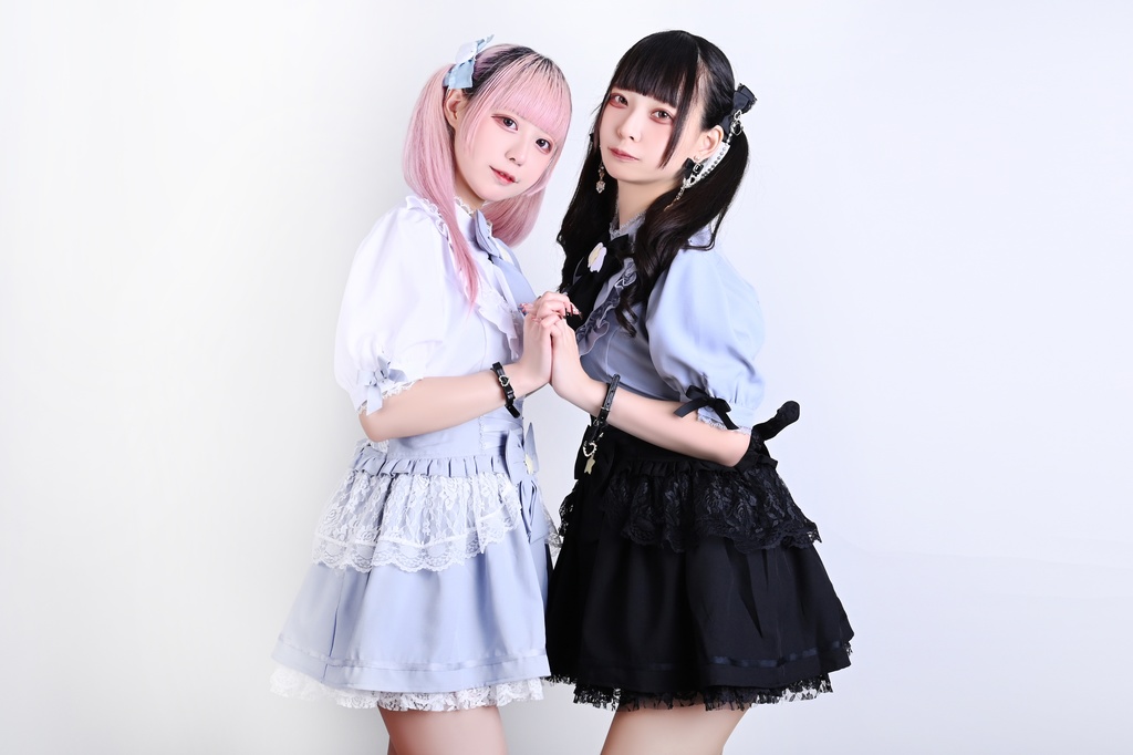 Jillpunk 量産型 天使界隈 ロリータ 魔法少女 星海奇遇 蝶ネクタイ付き 重ね着風 フリル レースアップ ハイウェスト 半袖ワンピース シャツドレス オリジナル 姫系 可愛い おしゃれ ファッション萌え 秋葉原