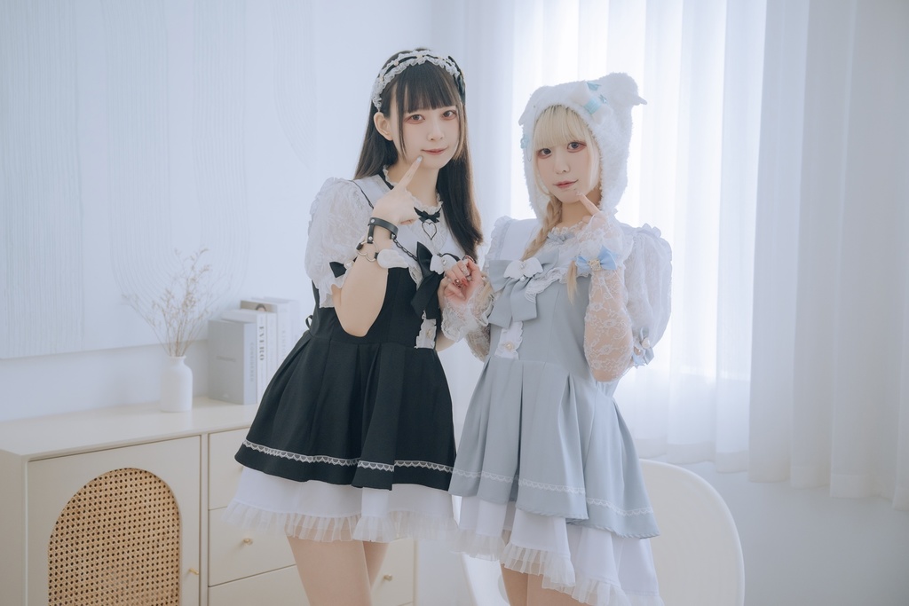 Jillpunk 量産型 地雷系 天使界隈 ロリータ 魔法少女 恋愛魔法使 蝶ネクタイ付き フリル 透けレース ハイネック 半袖セーラーワンピース シャツドレス オリジナル 姫系 可愛い おしゃれ ファッション萌え 秋葉原