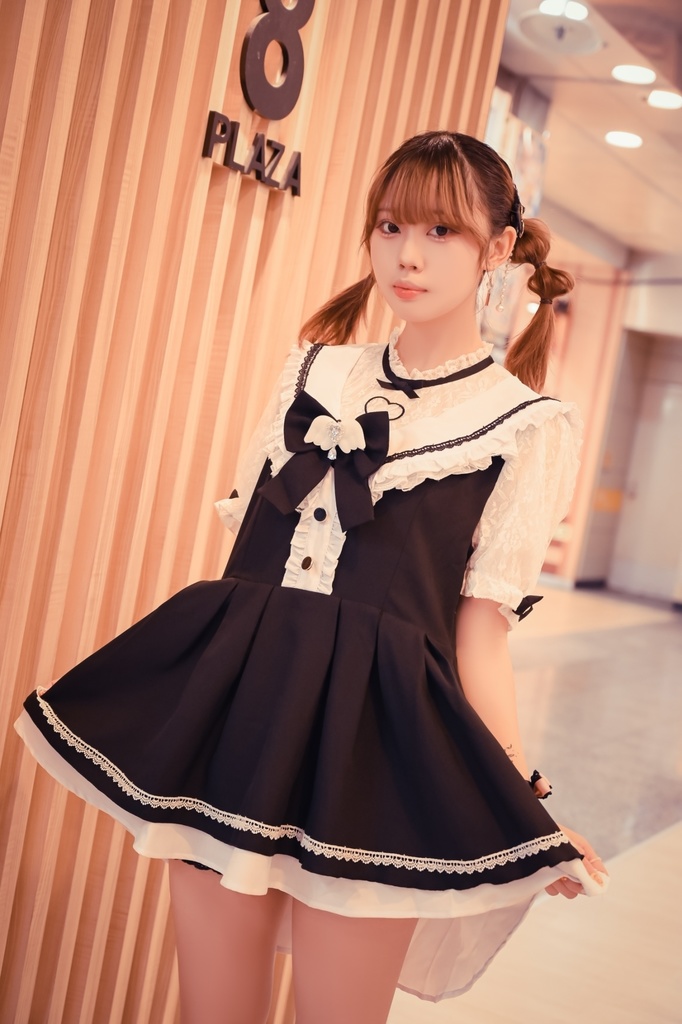 Jillpunk 量産型 地雷系 天使界隈 ロリータ 魔法少女 恋愛魔法使 蝶ネクタイ付き フリル 透けレース ハイネック 半袖セーラーワンピース シャツドレス オリジナル 姫系 可愛い おしゃれ ファッション萌え 秋葉原