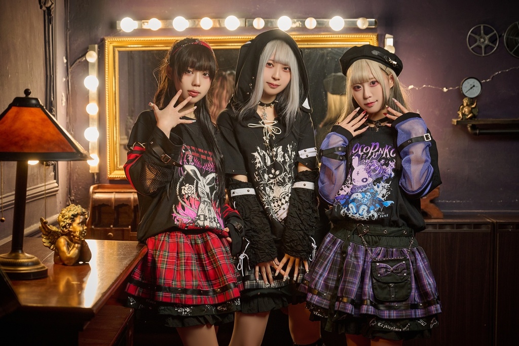 Jillpunk 恋の幻想日 NANA パンクロック バンギャ エモパンク タータンチェック柄 ウェストバッグ付き ティアード 2層ボリューム ショートスカート レッグウォーマーセット オリジナルスタイル レディーズ V系 おしゃれ カッコいい