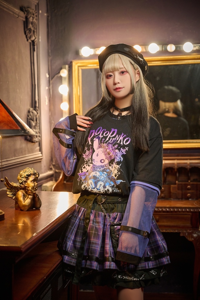 Jillpunk 恋の幻想日 NANA パンクロック バンギャ エモパンク タータンチェック柄 ウェストバッグ付き ティアード 2層ボリューム ショートスカート レッグウォーマーセット オリジナルスタイル レディーズ V系 おしゃれ カッコいい