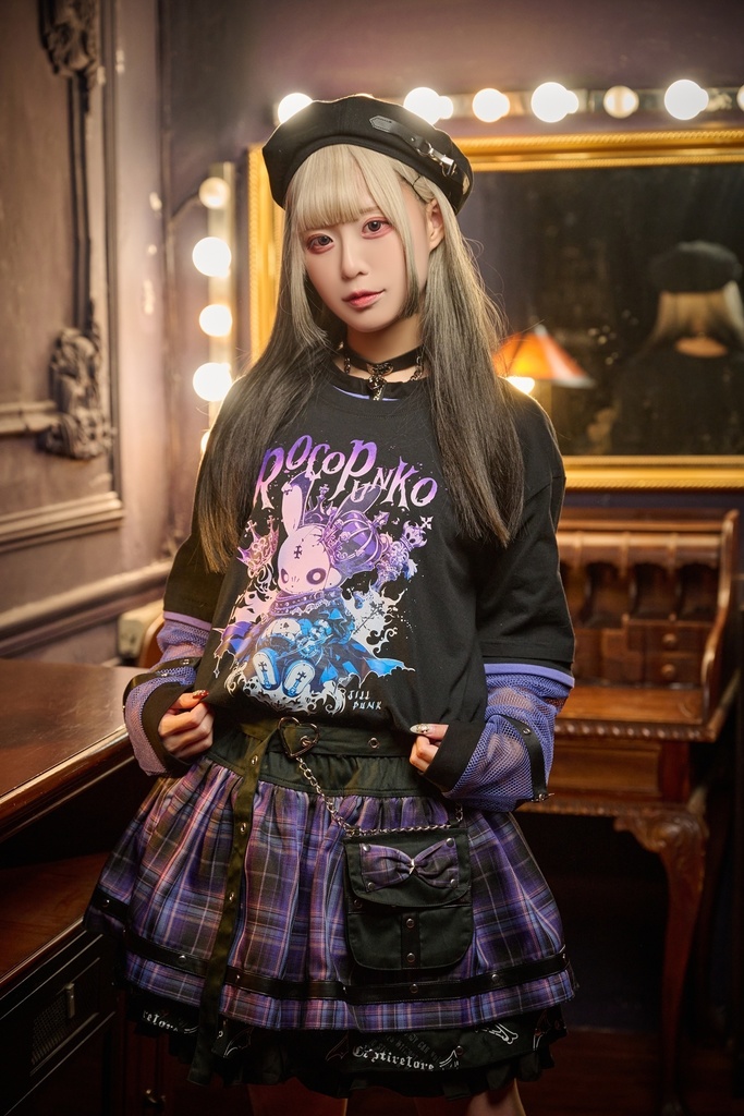 Jillpunk 恋の幻想日 NANA パンクロック バンギャ エモパンク タータンチェック柄 ウェストバッグ付き ティアード 2層ボリューム ショートスカート レッグウォーマーセット オリジナルスタイル レディーズ V系 おしゃれ カッコいい