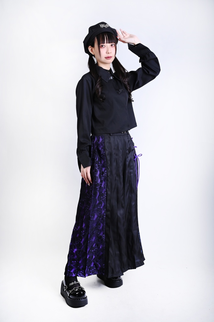 Jillpunk和風モード チャイナ風 曼珠沙華彼岸花 浪人侍 ドレープ袴 ゆるい ドクロレース タッセル付き ワイド バギー剣道パンツ プリーツロング丈ズボン オリジナルパンク メンズ レディース V系 秋葉系 おしゃれ ヴィジュアル系