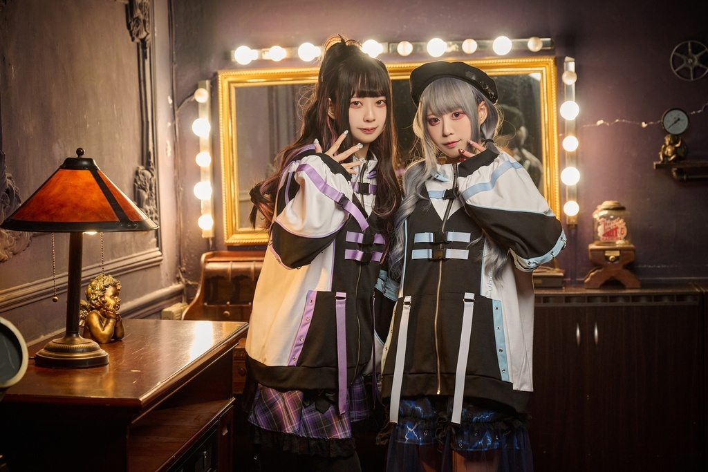 Jillpunk アニメ界隈 サバゲー テック 電脳サイバー サイバー猫 サブカル 水色 二次コン パステル色ベルト 取り外し可能な袖 ゆったり 猫耳長袖パーカー フード付きジャケット オリジナル 可愛いい 男女兼用カッコいい おしゃれ