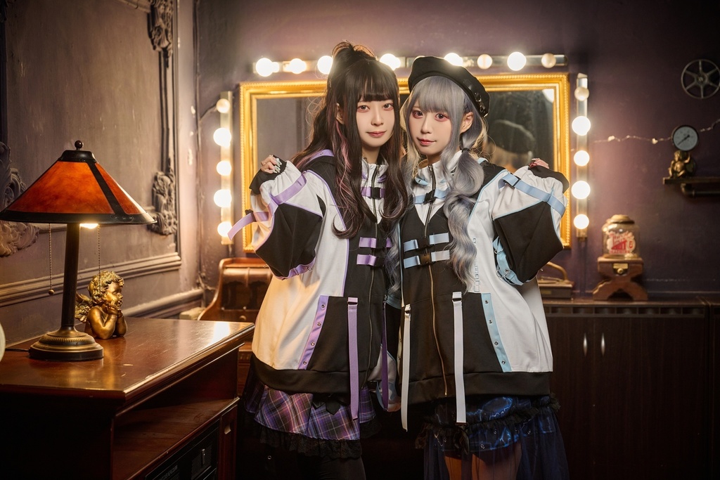 Jillpunk アニメ界隈 サバゲー テック 電脳サイバー サイバー猫 サブカル 水色 二次コン パステル色ベルト 取り外し可能な袖 ゆったり 猫耳長袖パーカー フード付きジャケット オリジナル 可愛いい 男女兼用カッコいい おしゃれ