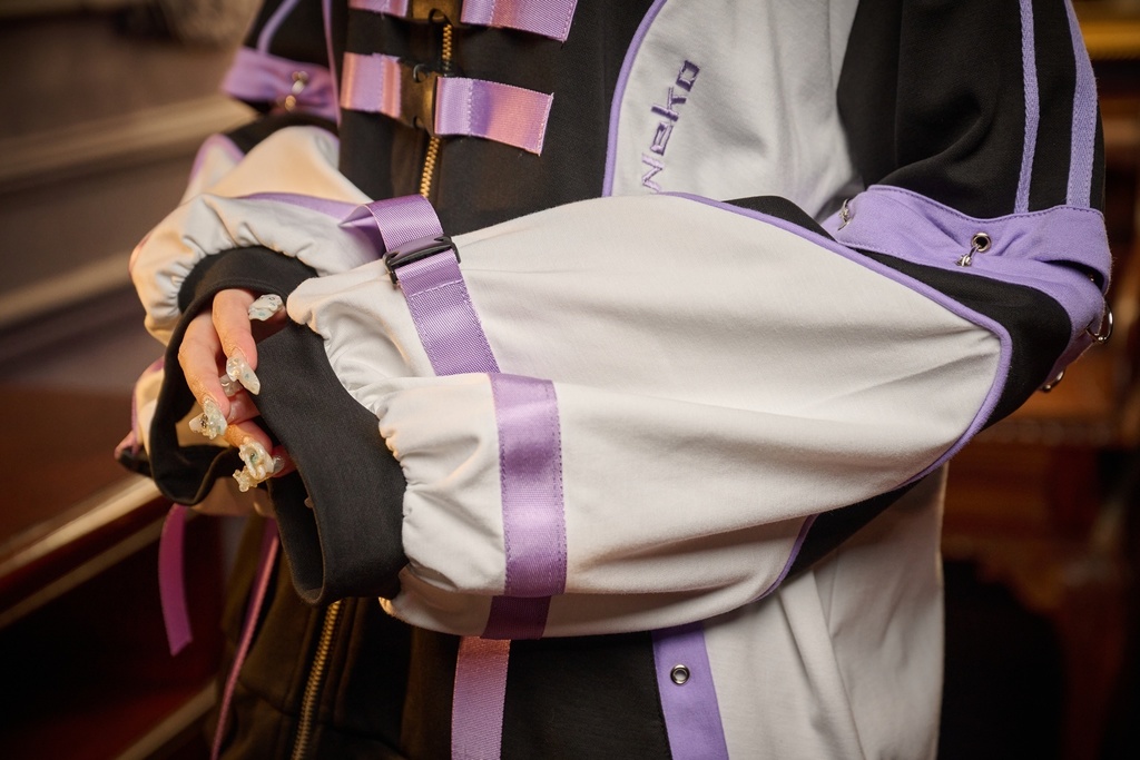 Jillpunk アニメ界隈 サバゲー テック 電脳サイバー サイバー猫 サブカル 水色 二次コン パステル色ベルト 取り外し可能な袖 ゆったり 猫耳長袖パーカー フード付きジャケット オリジナル 可愛いい 男女兼用カッコいい おしゃれ