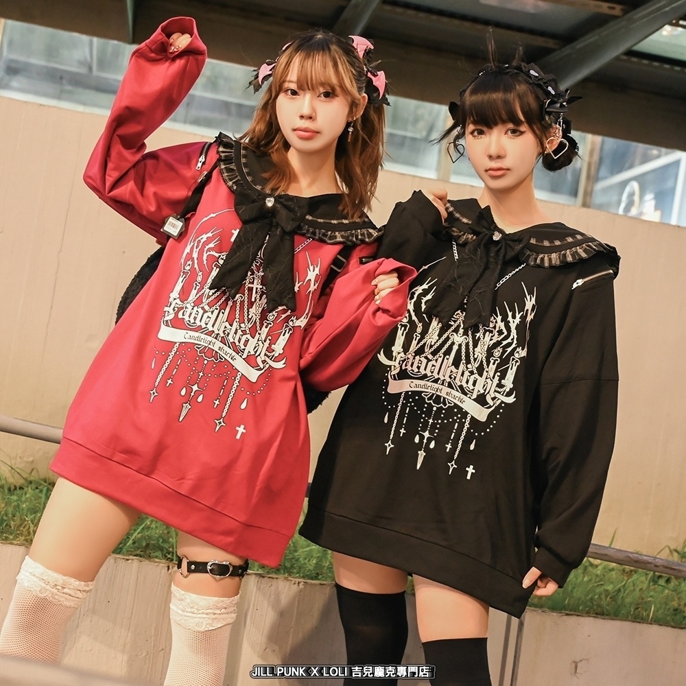 Jillpunk 和洋折衷 ヤンキーJK ゴシック ブリティッシュ系 シャンデリア晩宴 地雷系 タータン柄 取り外し可能なカラー 蝶ネクタイ付き 飾りチャック セーラー服 長袖カットソー 男女兼用 オリジナル メンズ レディー 男女兼用ファッション