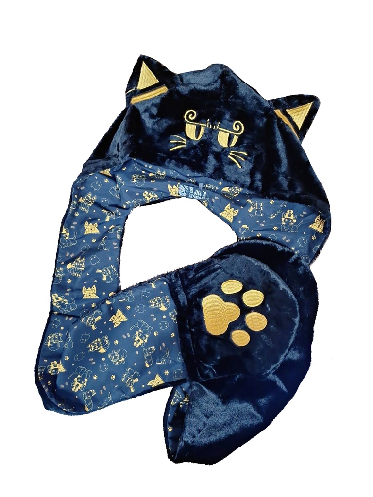 Jillpunk芝麻コラボ お宅 ニ次コン エジプト神話ベビー バステト猫の女神 フード付き 総柄裏地 肉球刺繍 ふわもこスカーフ 手袋マフラー オリジナル メンズ レディーズ おしゃれ 男女兼用 ファッション 秋葉系 可愛い 猫系