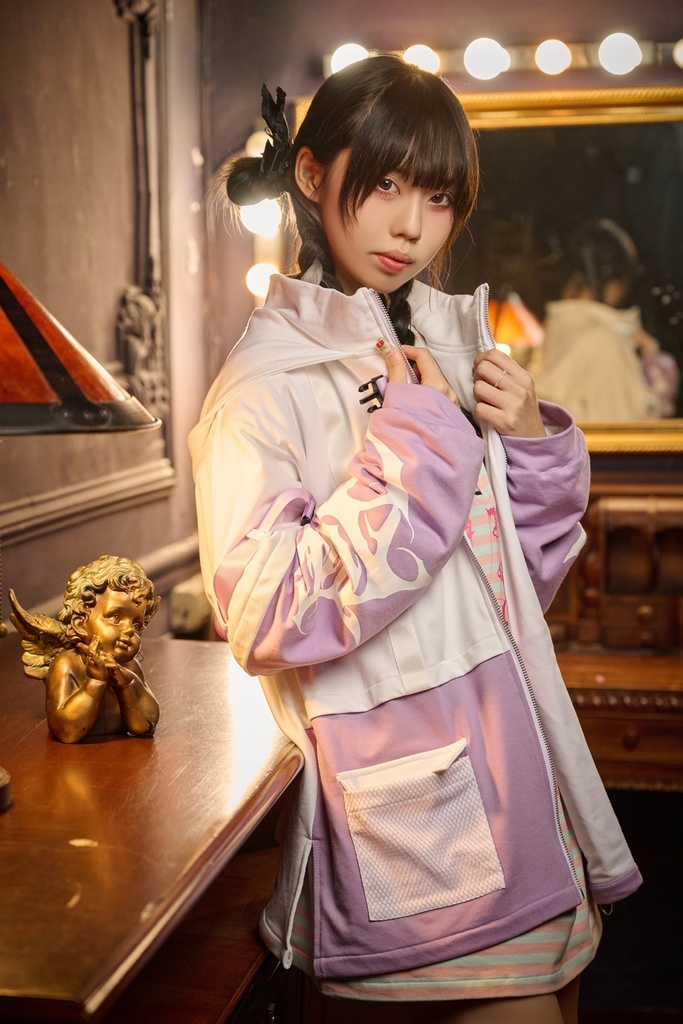 Jillpunk 20周年限定 お宅 アニメ界隈 台湾画師空罐王コラボ ワークスペック 重ね着風 ゆったり 兎耳パーカー メッシュカーゴポケット フード付きジャケット オリジナルメンズ レディー おしゃれ 男女兼用ファッション秋葉系